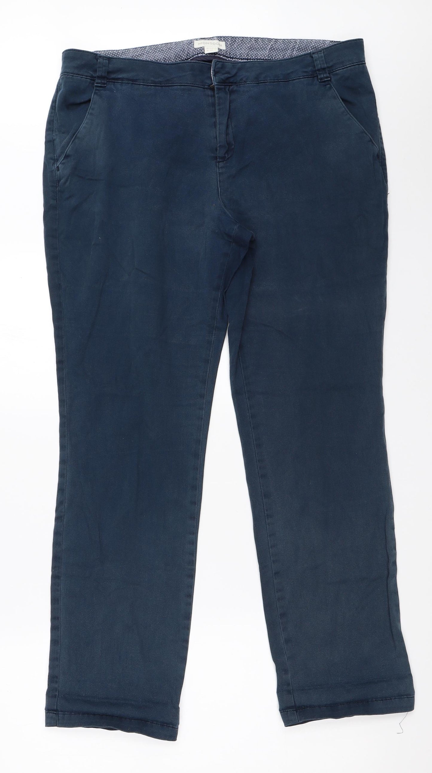 Monsoon Womens Blue   Chino Trousers Size 16 L29 in
