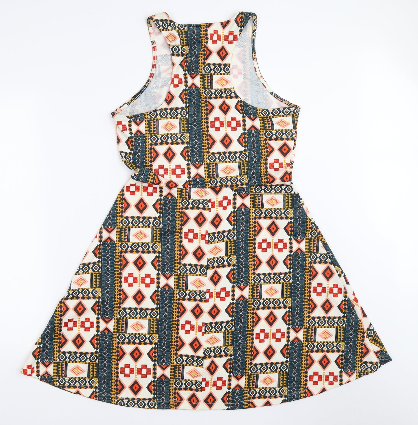 H&M Womens Ivory Geometric  Skater Dress  Size M