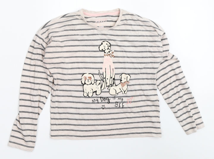 F&F Girls Pink Striped  Basic T-Shirt Size 9-10 Years