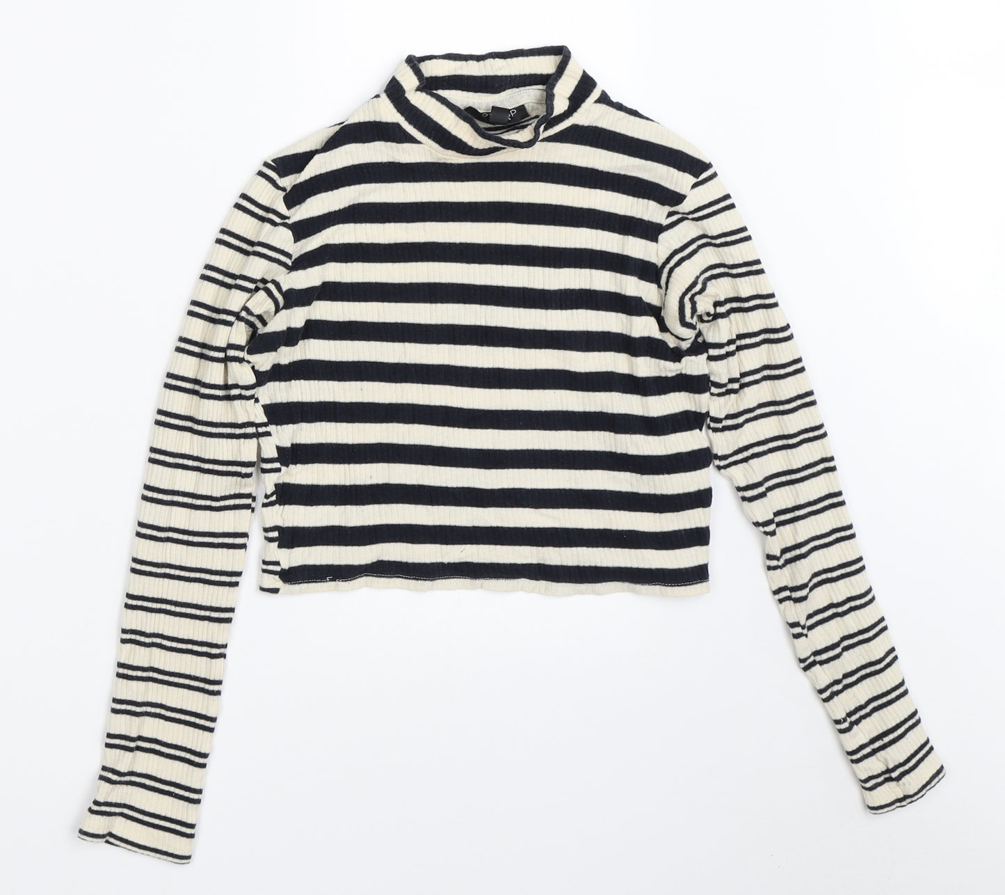 Topshop Womens Beige Striped  Basic T-Shirt Size 8