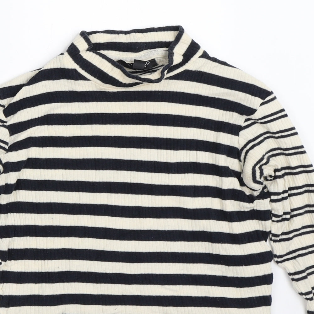 Topshop Womens Beige Striped  Basic T-Shirt Size 8
