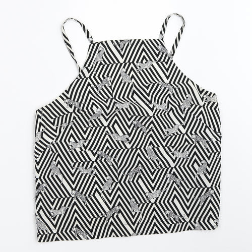 Topshop Womens White Geometric  Basic Blouse Size 8