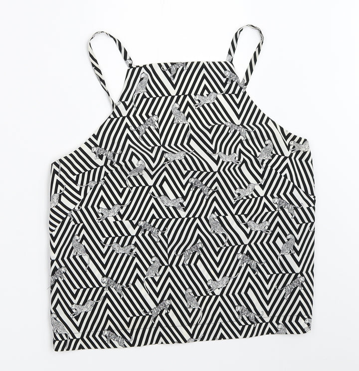 Topshop Womens White Geometric Basic Blouse Size 8