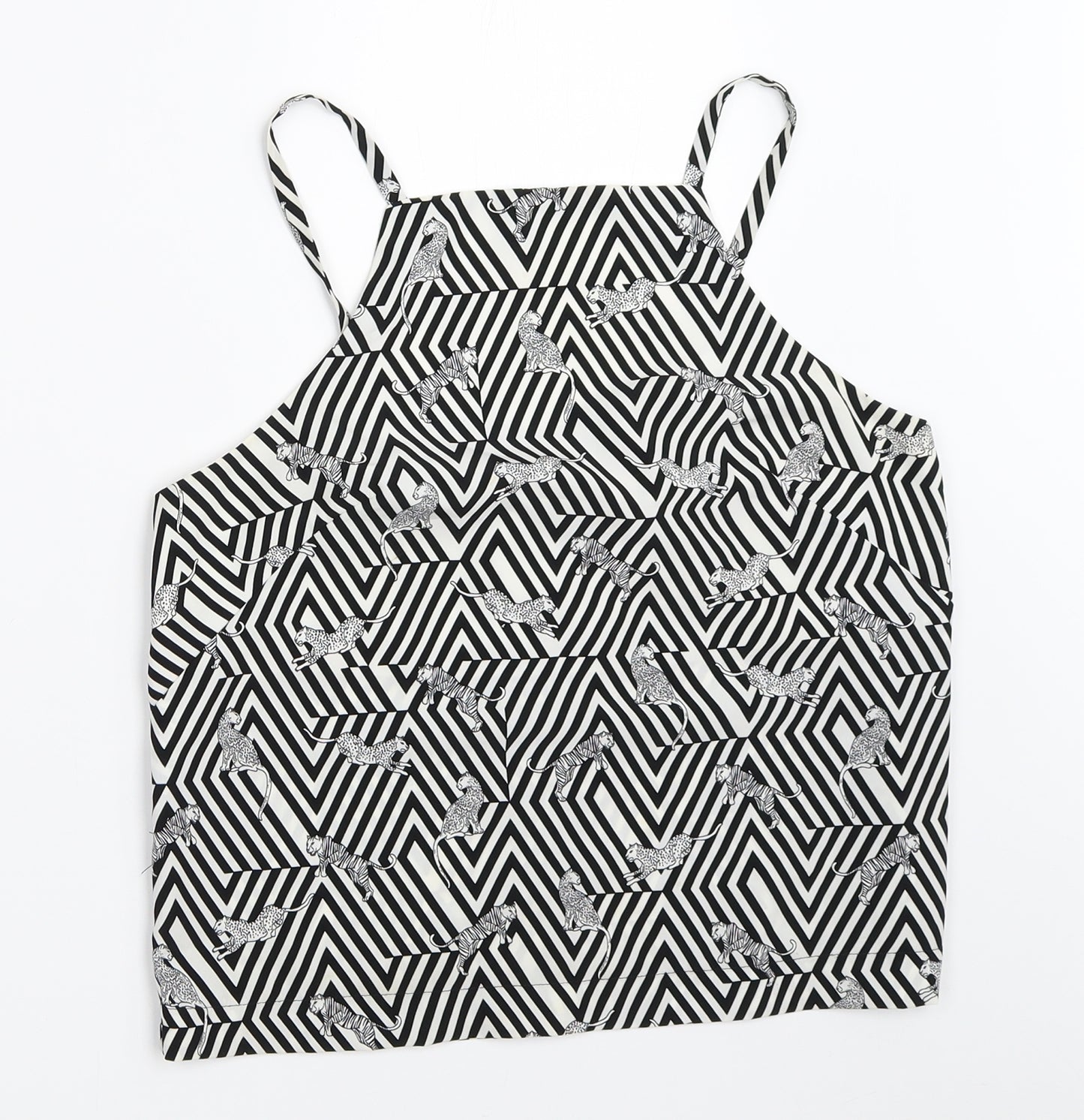 Topshop Womens White Geometric  Basic Blouse Size 8