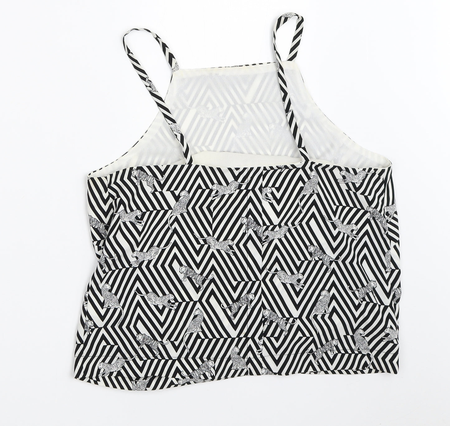 Topshop Womens White Geometric  Basic Blouse Size 8