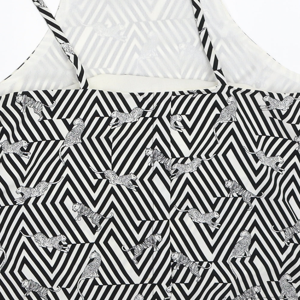 Topshop Womens White Geometric  Basic Blouse Size 8