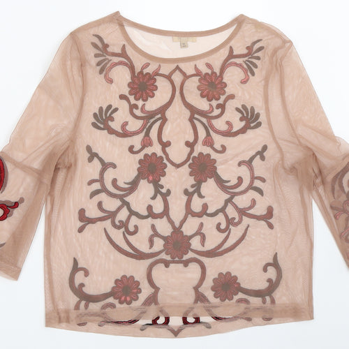 River Island Womens Beige  Mesh Basic Blouse Size 10