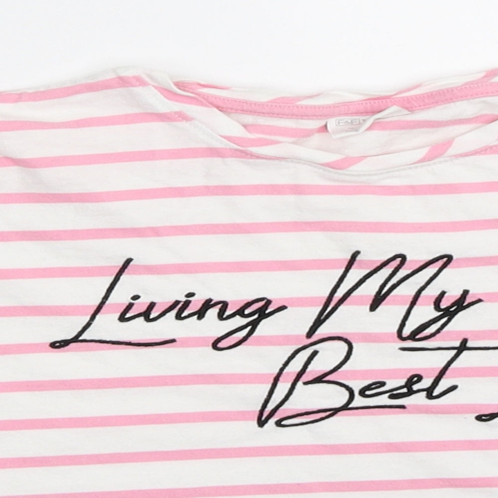 F&F Girls Pink Striped  Basic T-Shirt Size 11-12 Years