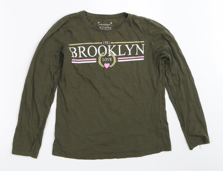 Primark Girls Green Basic T-Shirt Size 11-12 Years