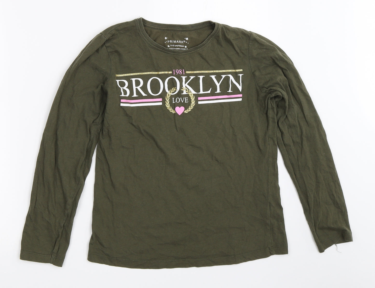 Primark Girls Green   Basic T-Shirt Size 11-12 Years