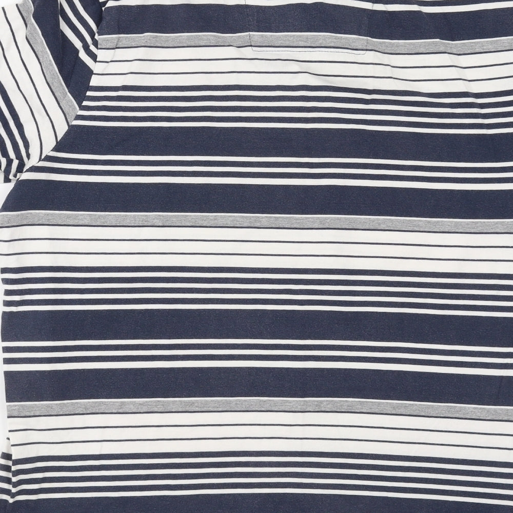 Atlantic Bay Mens Blue Striped   Polo Size L