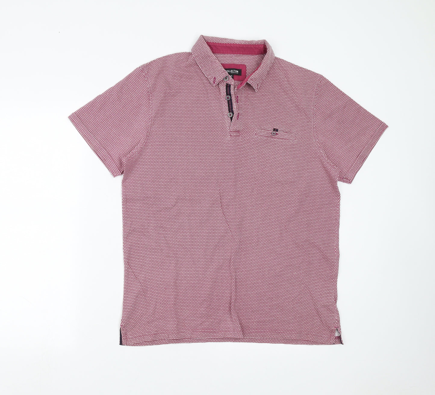 Debenhams Mens Purple Geometric   Polo Size M