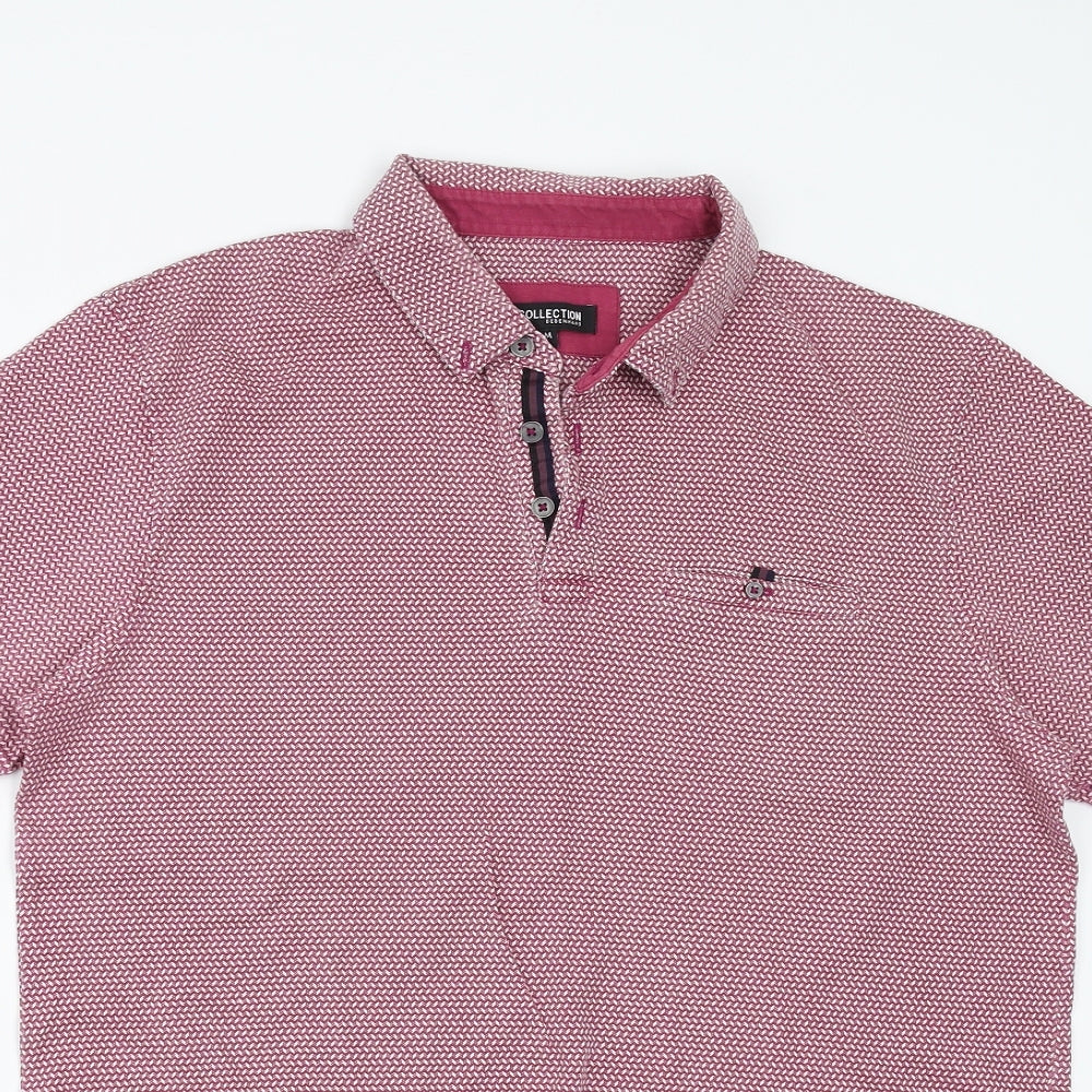 Debenhams Mens Purple Geometric   Polo Size M