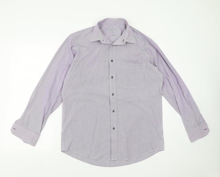 Taylor & Wright Mens Purple Striped Dress Shirt Size 15.5 - Easy Iron