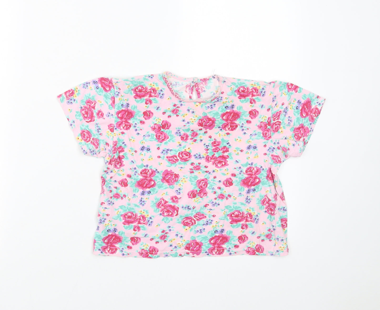 Marks and Spencer Girls Pink Floral  Basic T-Shirt Size 3-4 Years