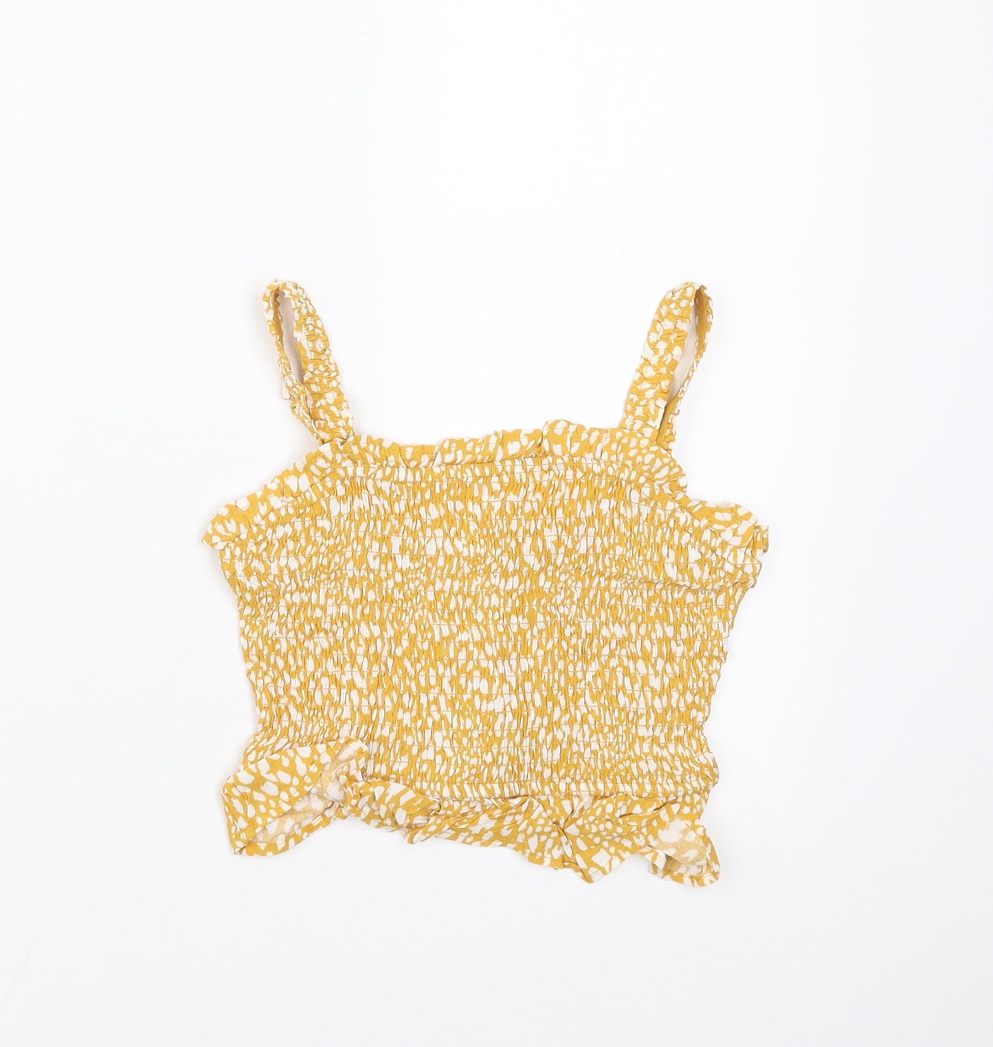 Primark Girls Yellow Geometric  Basic Blouse Size 8-9 Years  - Cropped