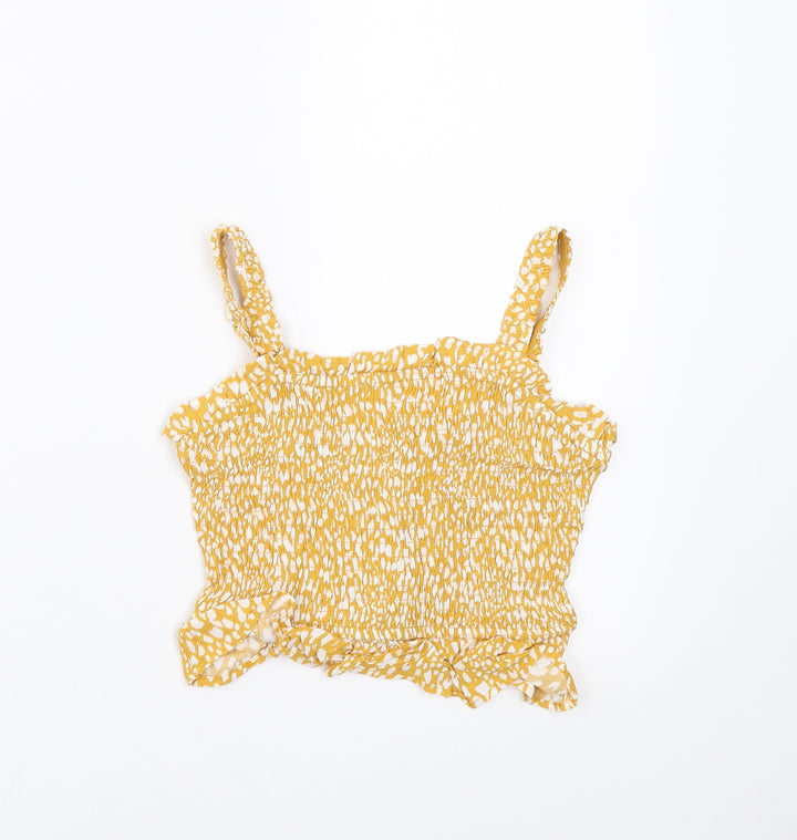 Primark Girls Yellow Geometric Basic Blouse Size 8-9 Years - Cropped