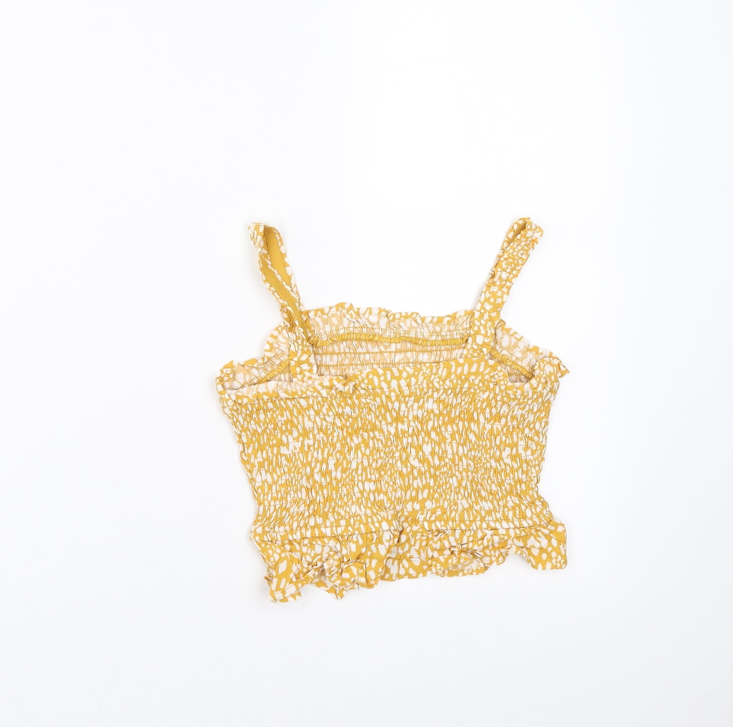 Primark Girls Yellow Geometric  Basic Blouse Size 8-9 Years  - Cropped