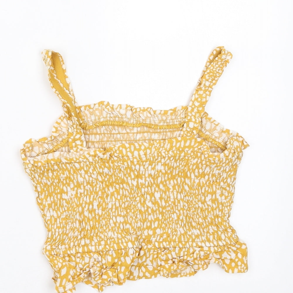 Primark Girls Yellow Geometric  Basic Blouse Size 8-9 Years  - Cropped