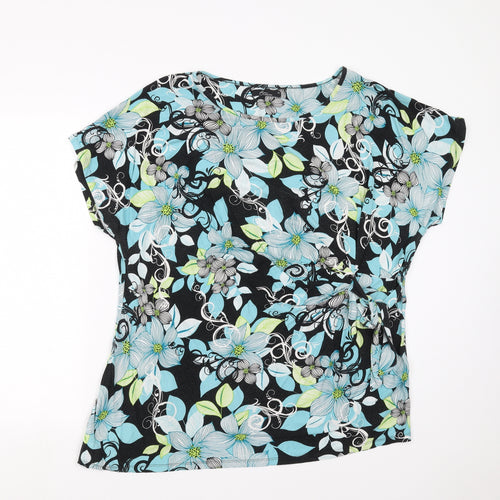 BM collection Womens Black Floral  Basic Blouse Size 22