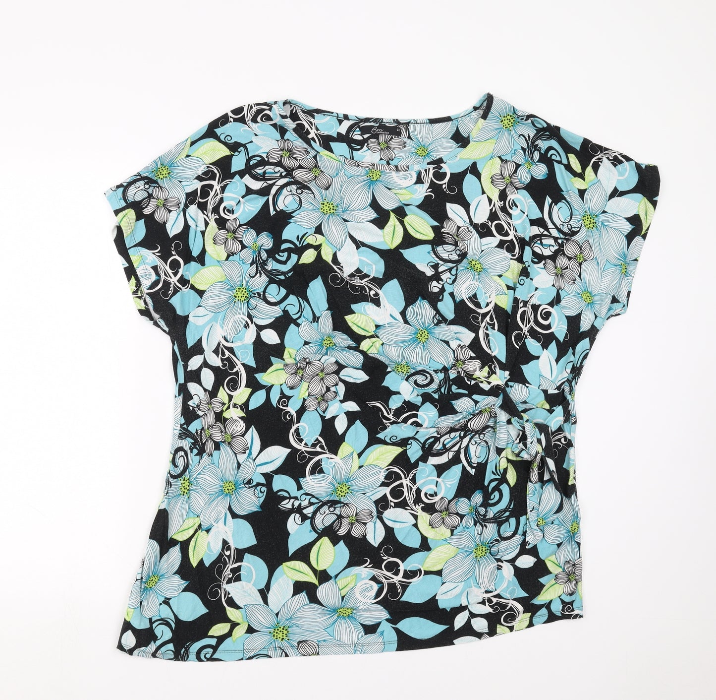 BM collection Womens Black Floral  Basic Blouse Size 22