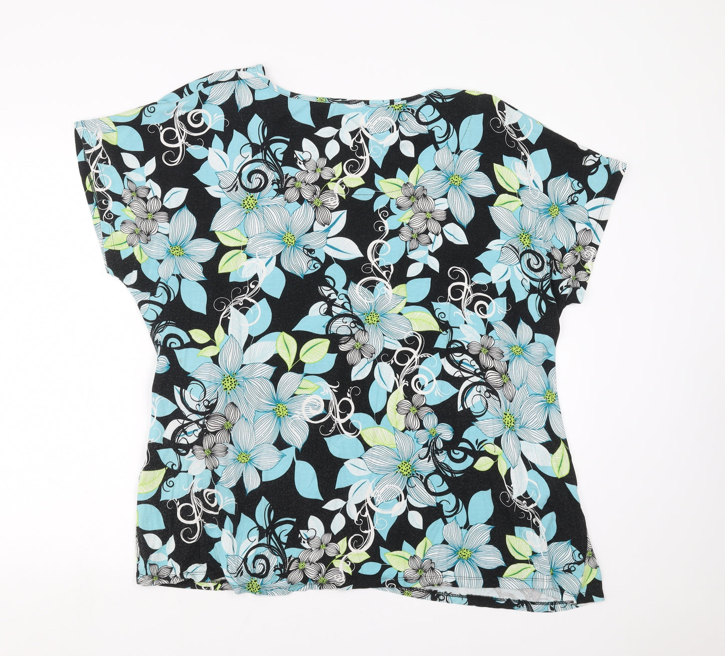 BM collection Womens Black Floral  Basic Blouse Size 22