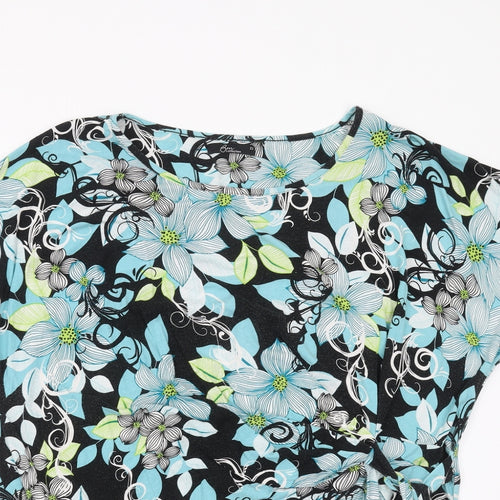BM collection Womens Black Floral  Basic Blouse Size 22