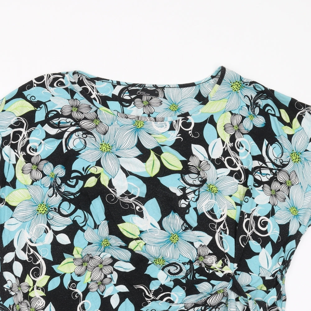 BM collection Womens Black Floral  Basic Blouse Size 22