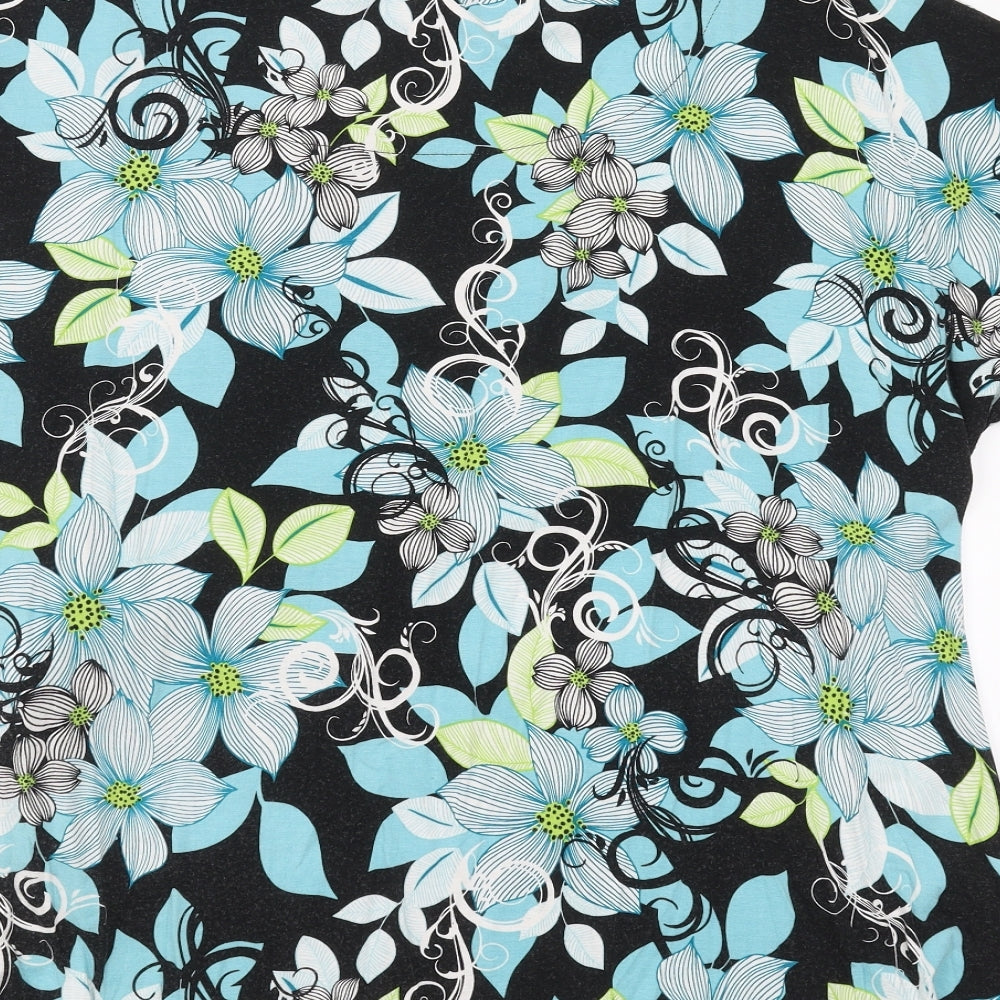 BM collection Womens Black Floral  Basic Blouse Size 22