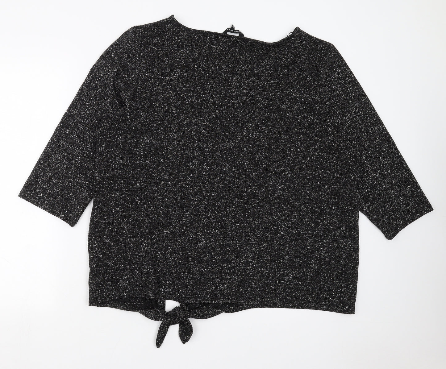 Peacocks Womens Black   Pullover Jumper Size 22  - Silver Metallised Fibre