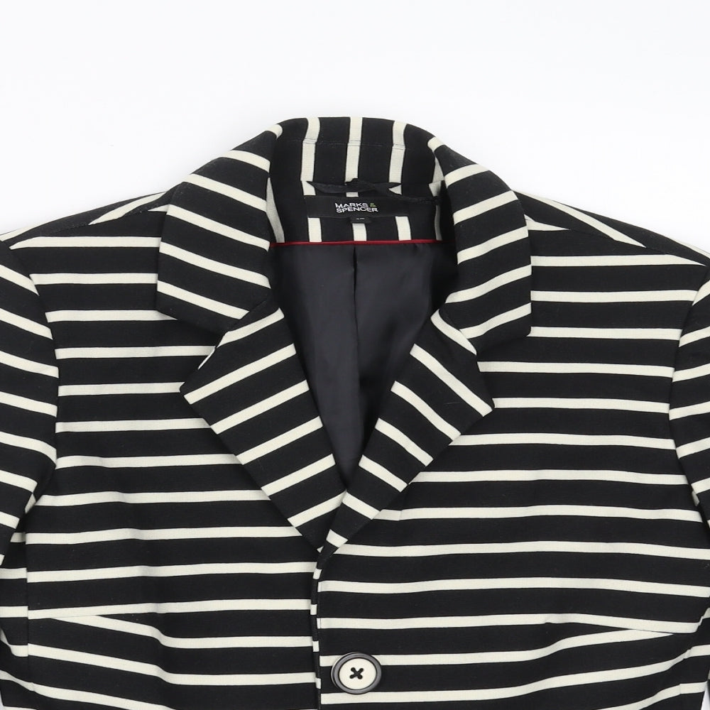 Marks and Spencer Womens Black Striped  Jacket Blazer Size 10