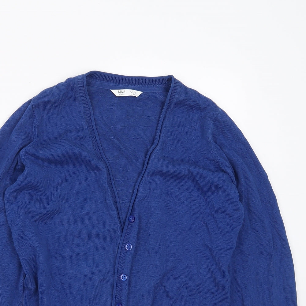 Marks and Spencer Girls Blue  Knit Cardigan Jumper Size 11-12 Years