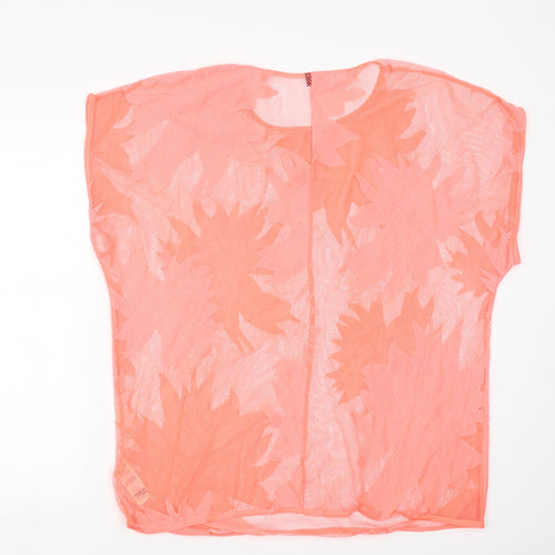 F&F Womens Orange Floral  Basic T-Shirt Size M