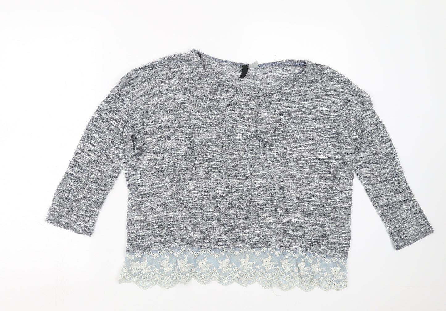 Divided by H&M Womens Blue  Knit Pullover Jumper Size S  - lace hem