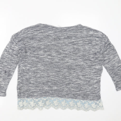 Divided by H&M Womens Blue  Knit Pullover Jumper Size S  - lace hem