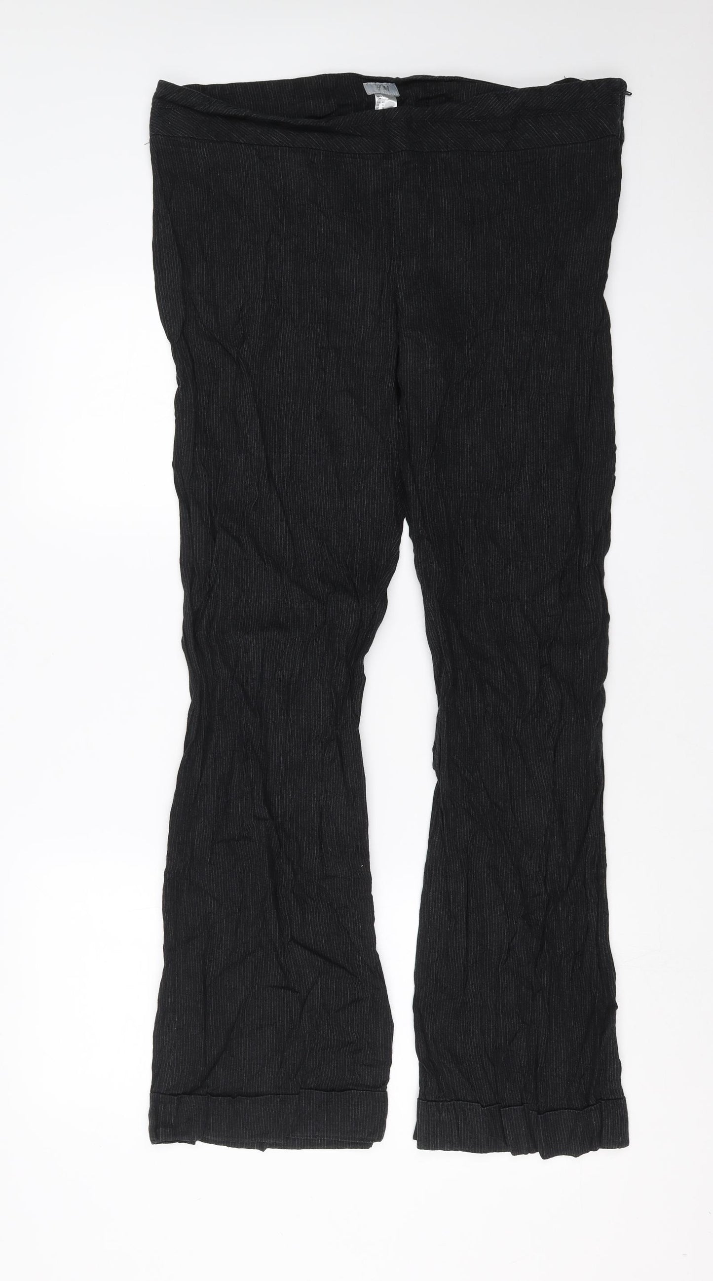 H&M Womens Black Striped  Trousers  Size 18 L32 in