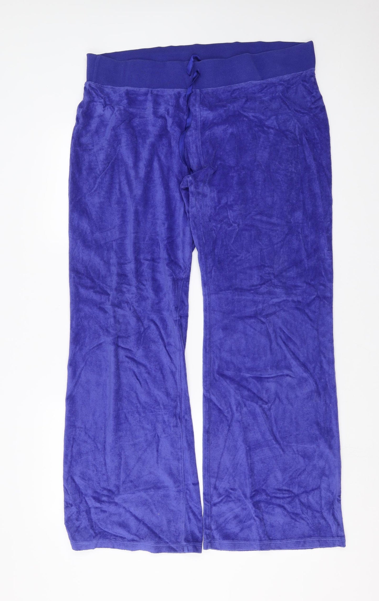 Marks and Spencer Womens Blue   Jogger Trousers Size 18 L32 in - Long leg