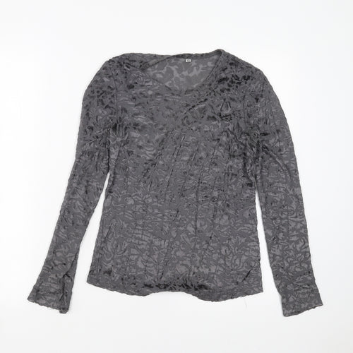 Preworn Womens Grey Geometric  Basic Blouse Size M