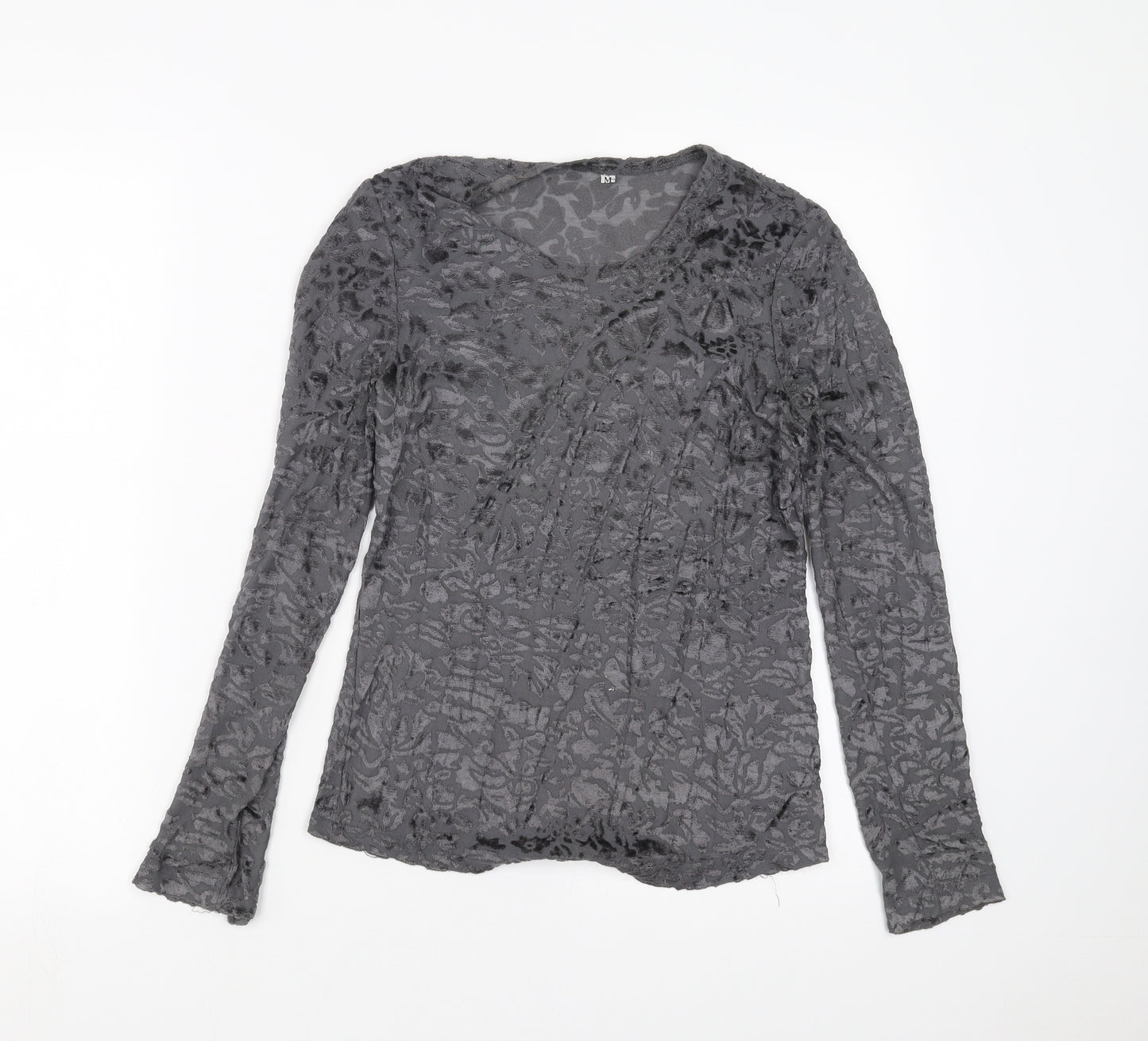 Preworn Womens Grey Geometric  Basic Blouse Size M