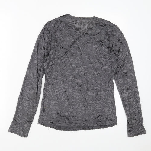 Preworn Womens Grey Geometric  Basic Blouse Size M