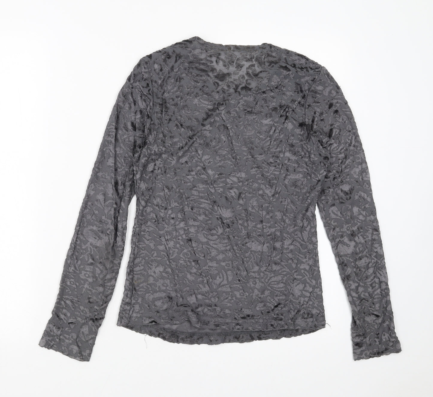 Preworn Womens Grey Geometric  Basic Blouse Size M