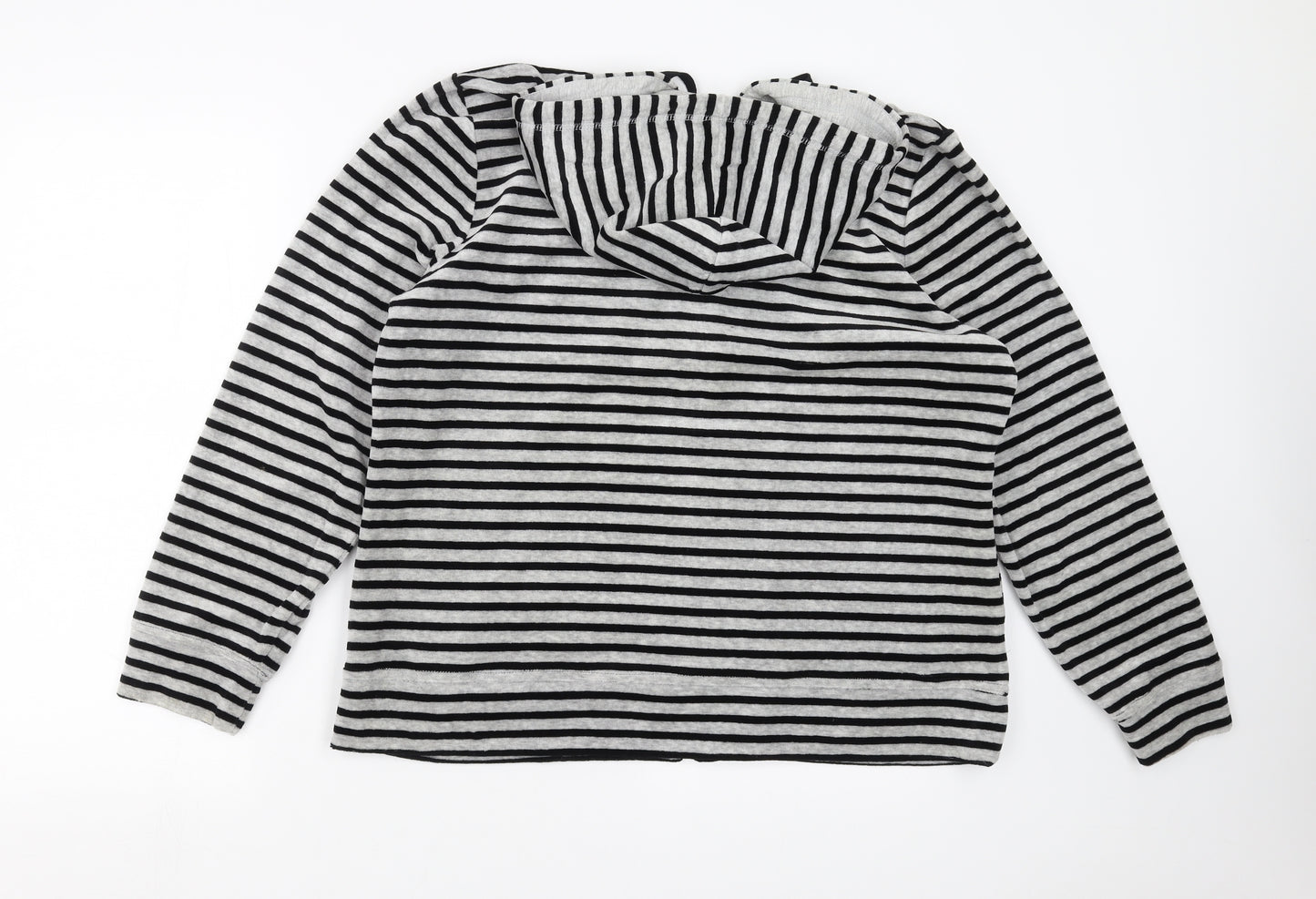 BM Casual Womens Grey Striped  Full Zip Hoodie Size M