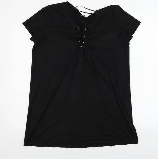 Front view of F&F women’s black a-line, size UK 14