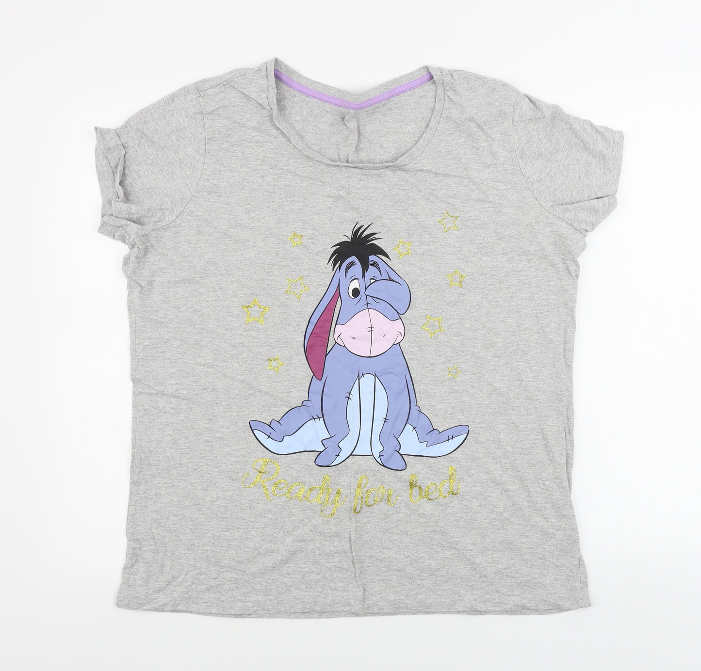 Character Club  Womens Grey   Basic T-Shirt Size L  - winnie the pooh