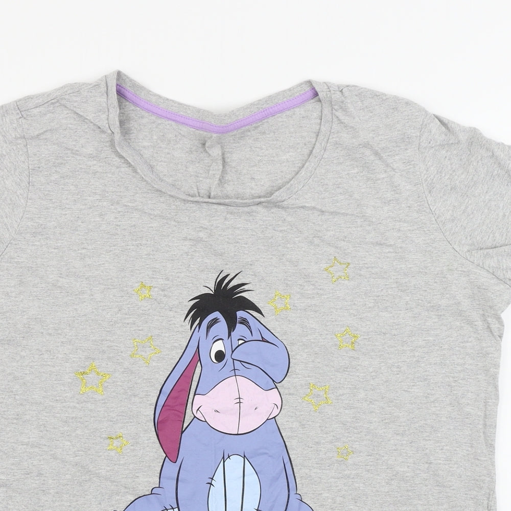Character Club  Womens Grey   Basic T-Shirt Size L  - winnie the pooh