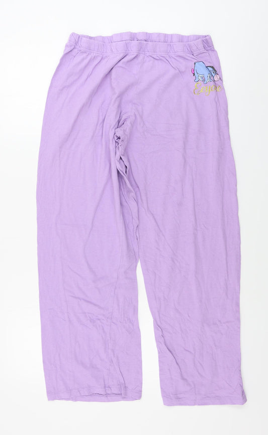 Front view of Character Club women’s purple trousers, size L, 26-inch leg