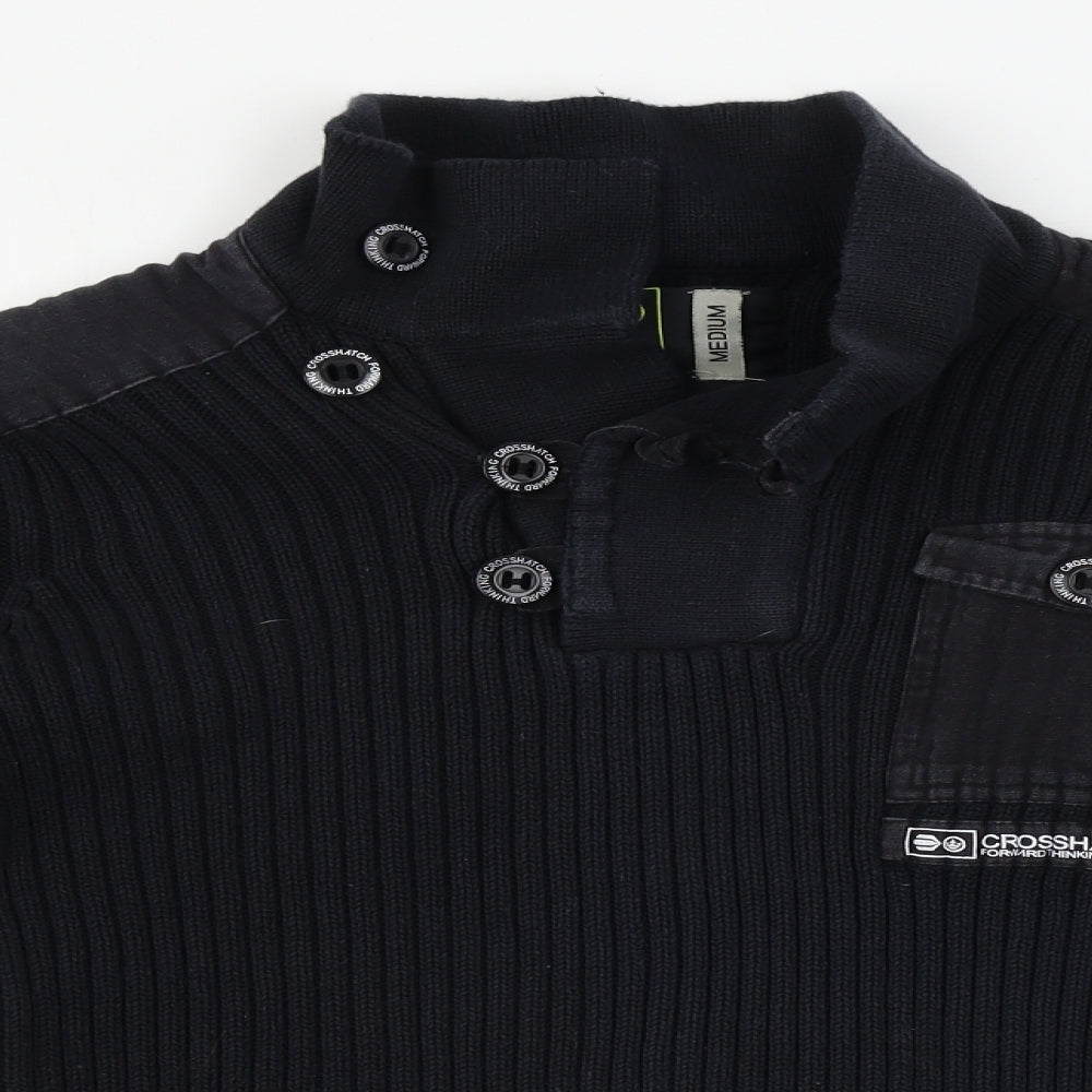 Crosshatch  Mens Black   Henley Jumper Size M