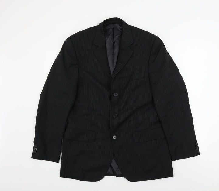 Sovereign Mens Black Striped Jacket Blazer Size 38