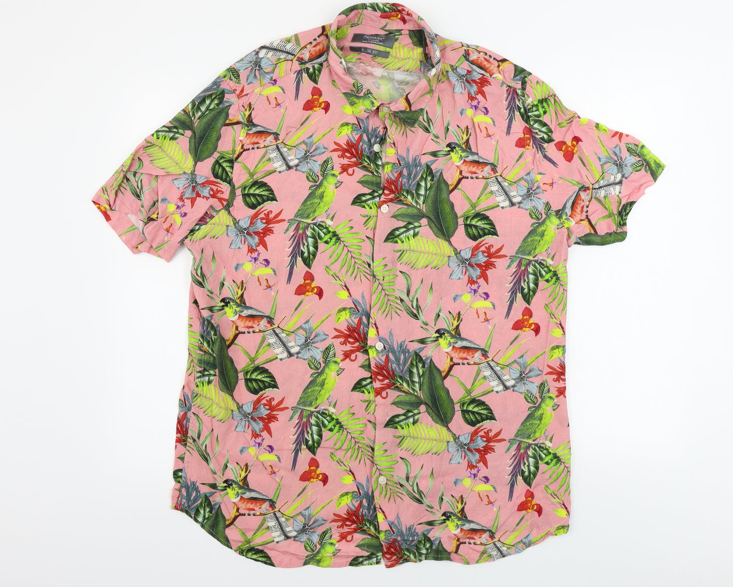 Primark  Mens Pink Floral   Button-Up Size 2XL