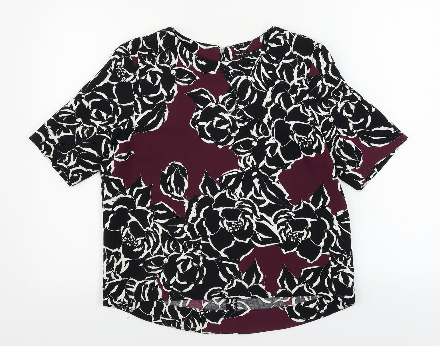 Warehouse Womens Purple Floral  Basic Blouse Size 12